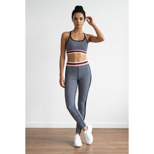 Splits59 Womens Navy Houndstooth Sports Bra and Leggings Activewear Set Size S